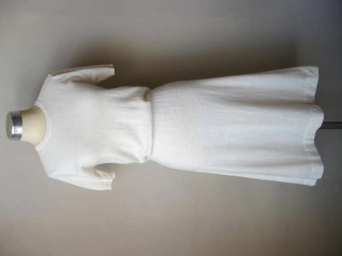 VINTAGE WOOL CREAM JERSEY DRESS - SIZE S