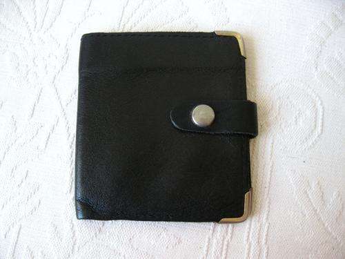 VINTAGE GENUINE LEATHER MEN'S BLACK BIFOLD SMALL WALLET