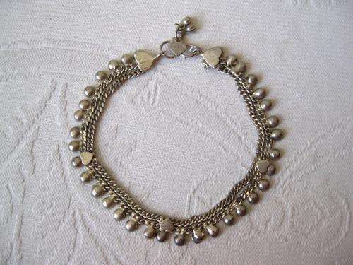 VINTAGE SILVER PLATED BELLY DANCING STYLE ANKLE BRACELET