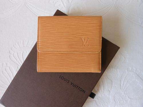 *AUTHENTIC LOUIS VUITTON* DESIGNER EPI LEATHER TAN BROWN TRIFOLD WALLET PURSE - MADE IN SPAIN