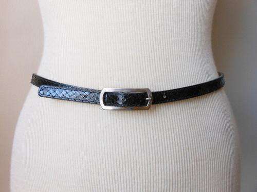 *SNAKE SKIN* GENUINE LEATHER PETRUCCI BLACK SKINNY LADIES WAIST BELT