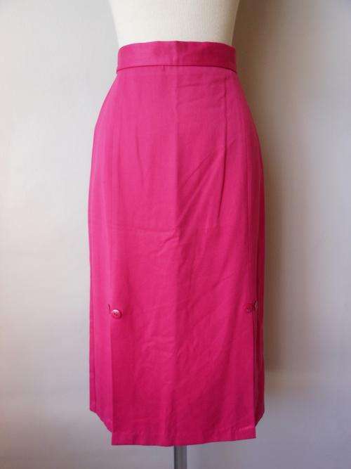 VINTAGE PINK HIGH WAIST BUTTON PENCIL SKIRT - SIZE 6