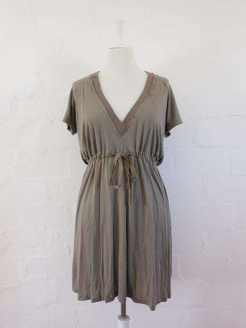 DIESEL KHAKI GREEN DRAWSTRING TIE WAIST STRETCHY CASUAL DRESS - SIZE XXL