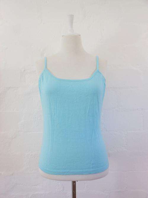 *SALE* PURE COLLECTION CASHMERE COTTON BLUE STRAPPY CAMISOLE JERSEY TOP - SIZE LARGE