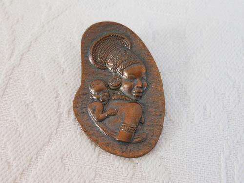 *CLEARANCE SALE - 66% OFF* VINTAGE GENUINE VELIA S.AFRICA COPPER AFRICAN LADY BROOCH PIN