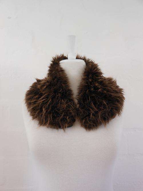VINTAGE FAUX FUR BROWN DETACHABLE COLLAR