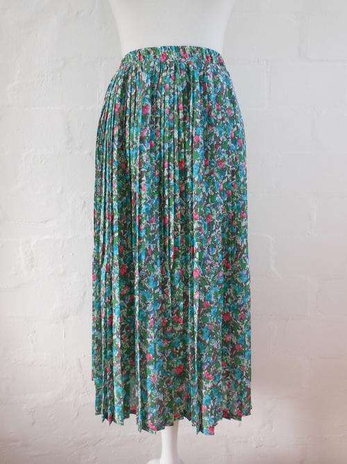 *NEW YEAR SALE - 50% OFF* VINTAGE FLORAL PRINT PLEATED ELASTICATED HIGH WAIST SKIRT - SIZE LARGE