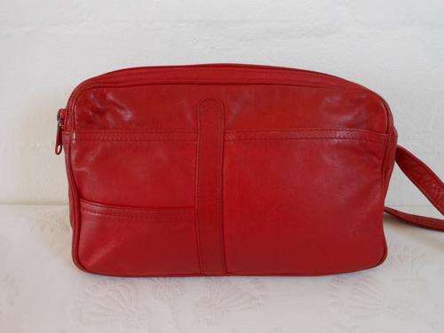 GENUINE LEATHER VINTAGE RED SLING CROSSBODY HANDBAG BAG