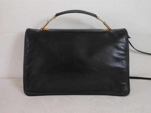GENUINE LEATHER VINTAGE BLACK SATCHEL BAG HANDBAG - MADE IN ITALY