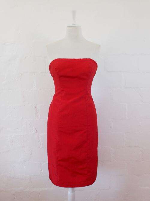*NEW YEAR SALE - 66% OFF* VINTAGE BOOB TUBE STRAPLESS RED COCKTAIL EVENING DRESS - SIZE 6