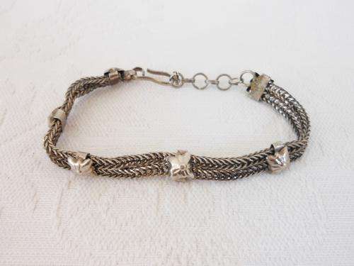 VINTAGE SILVER PLATED CHAIN BRACELET BANGLE