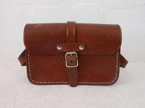VINTAGE THICK GENUINE LEATHER MINI SATCHEL HANDBAG BAG