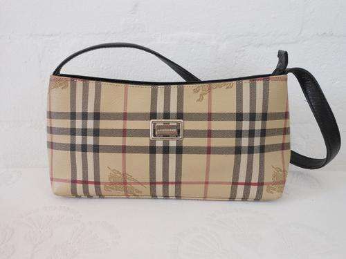 *BURBERRY* DESIGNER COATED CANVAS HAYMARKET CHECK SHOULDER BAG HANDBAG