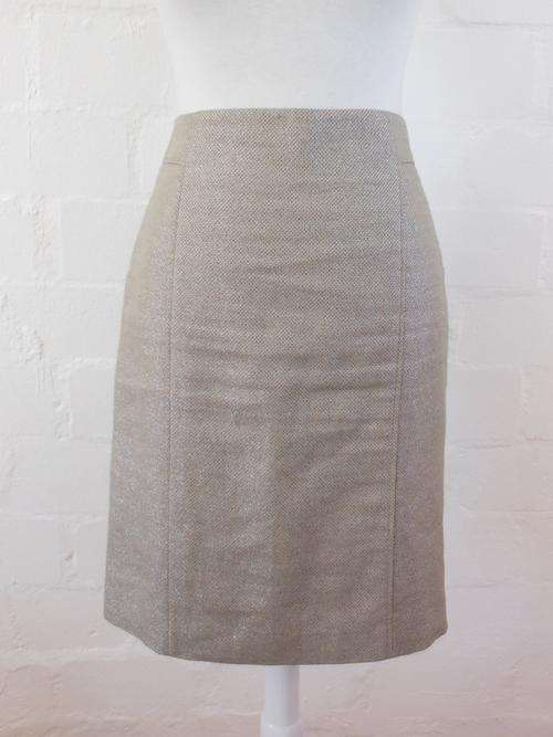 *TRENERY* DESIGNER SILVER GREEN PENCIL SKIRT - SIZE 8