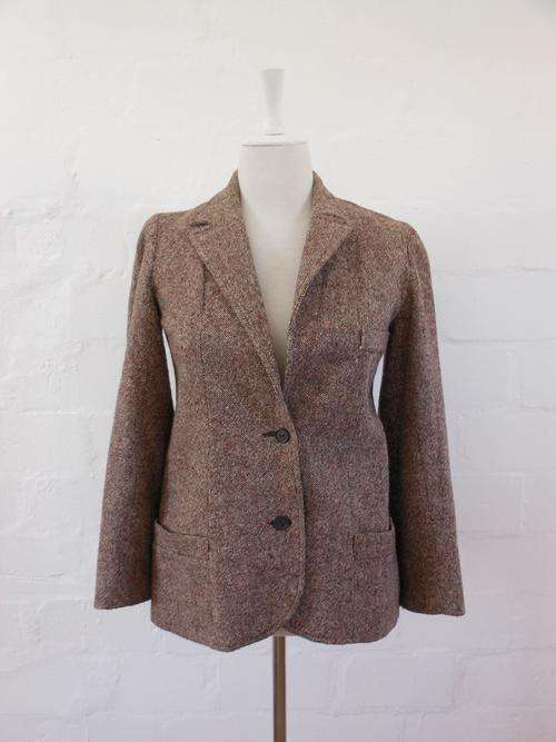 VINTAGE BROWN WOOL COAT JACKET BLAZER - SIZE 10