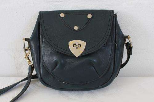 VINTAGE GENUINE LEATHER NAVY BLUE SLING BAG HANDBAG