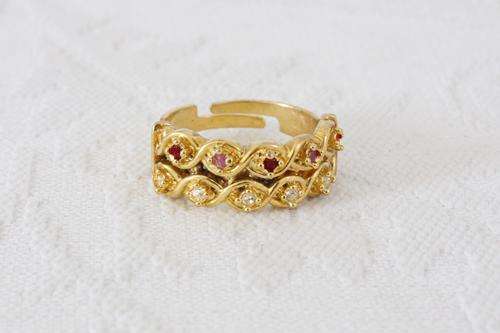 VINTAGE GOLD PLATED STONE ADJUSTABLE RING