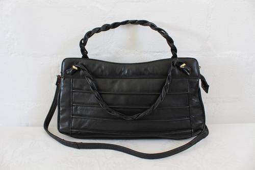 GENUINE LEATHER VINTAGE BLACK SHOULDER SLING BAG HANDBAG
