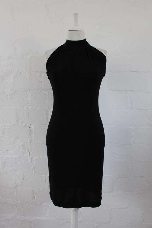 *CLAUDIA KREBSER* DESIGNER BLACK POLO NECK COCKTAIL PARTY DRESS - SIZE 10