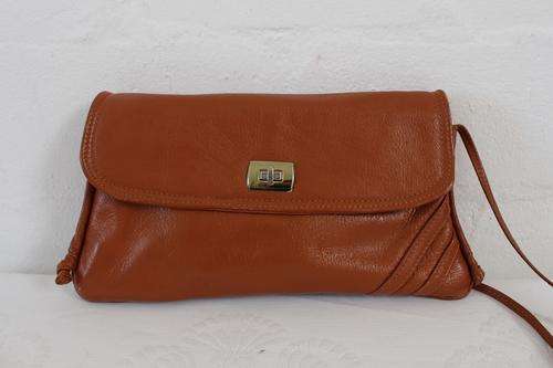 VINTAGE GENUINE LEATHER BROWN TAN SHOULDER BAG HANDBAG