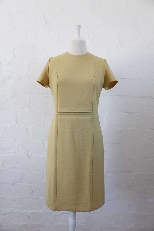 VINTAGE LIGHT GREEN SHORT SLEEVE SHIFT DAY DRESS - SIZE 12