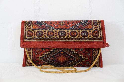 VINTAGE CARPET RED BLUE SHOULDER BAG HANDBAG