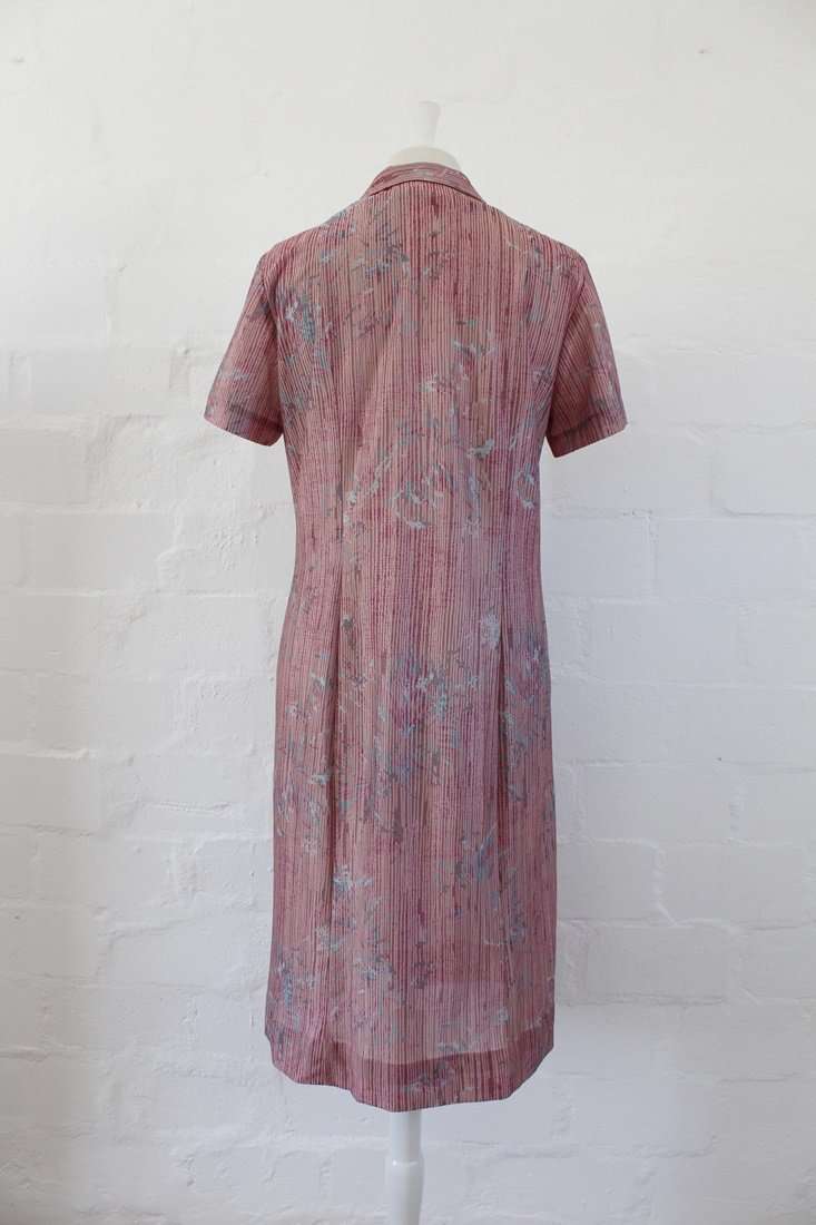 *FLASH SALE - 40% OFF!* VINTAGE MAUVE STRIPED PRINT SHIFT DAY DRESS - SIZE 12