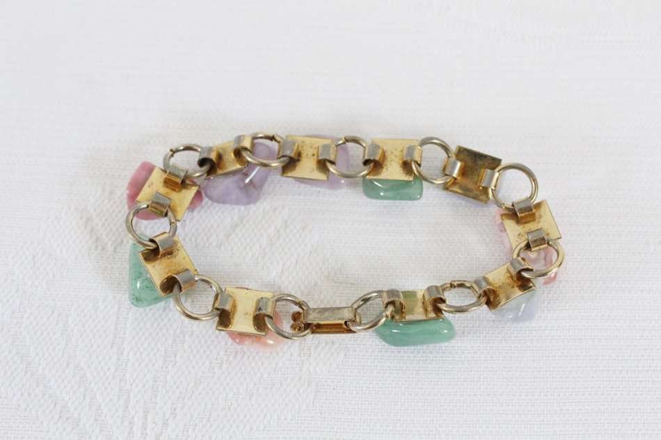 VINTAGE SEMI PRECIOUS GEM STONE BRACELET BANGLE