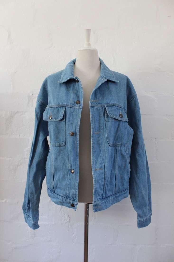 VINTAGE J CREW MEN'S BLUE DENIM JACKET - SIZE M