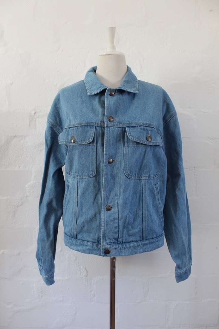 VINTAGE J CREW MEN'S BLUE DENIM JACKET - SIZE M