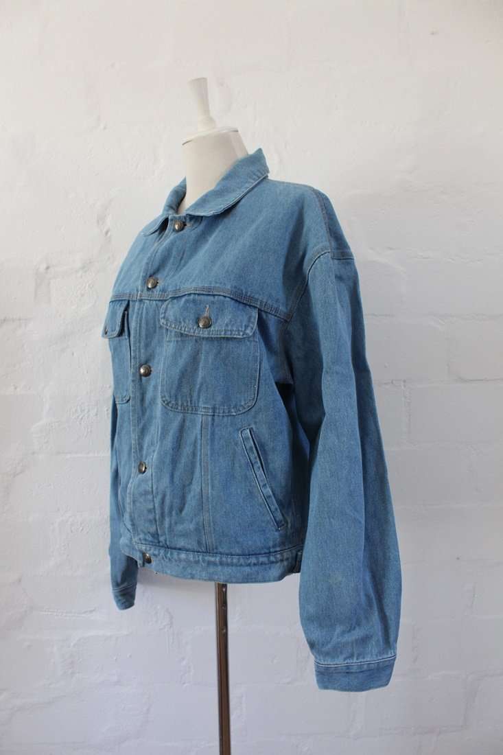 VINTAGE J CREW MEN'S BLUE DENIM JACKET - SIZE M