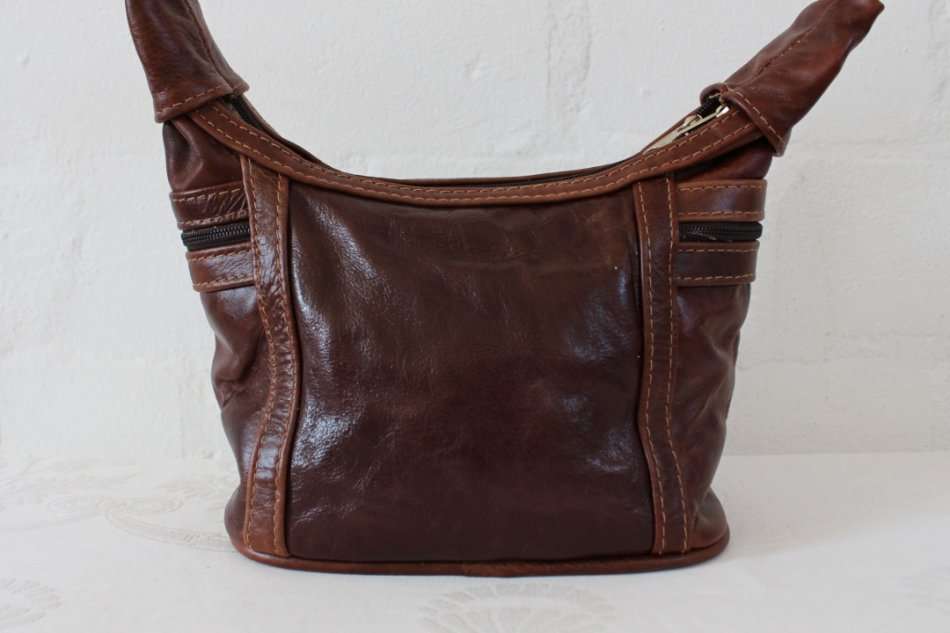 GENUINE LEATHER BROWN SHOULDER PURSE HANDBAG BAG