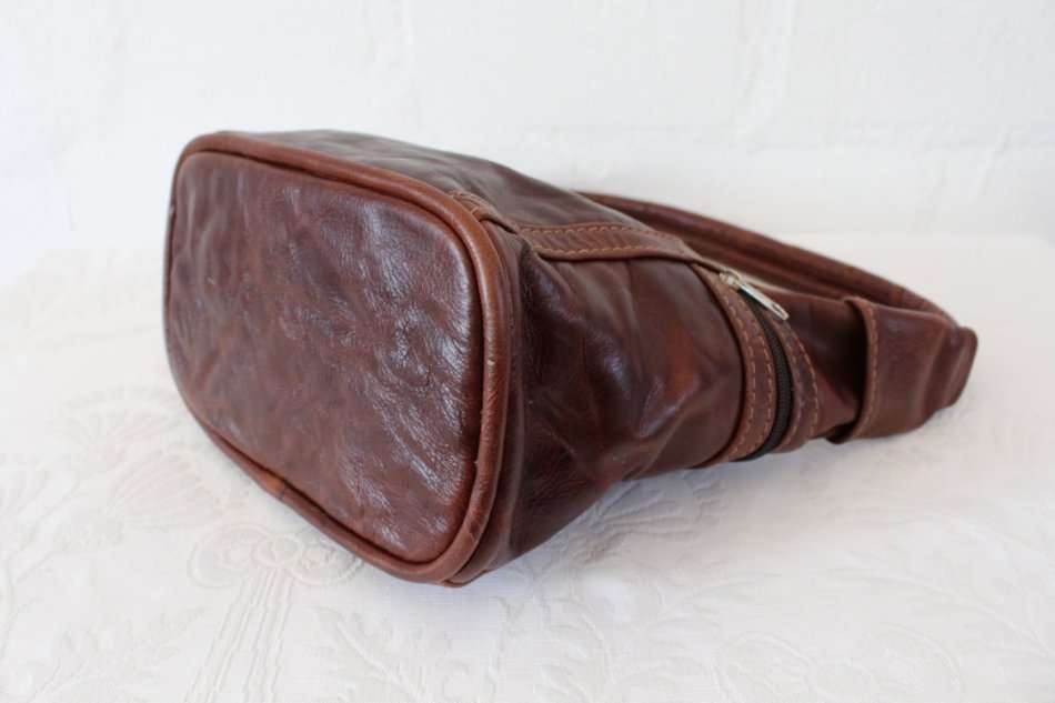 GENUINE LEATHER BROWN SHOULDER PURSE HANDBAG BAG