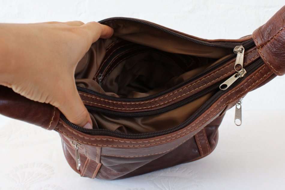 GENUINE LEATHER BROWN SHOULDER PURSE HANDBAG BAG