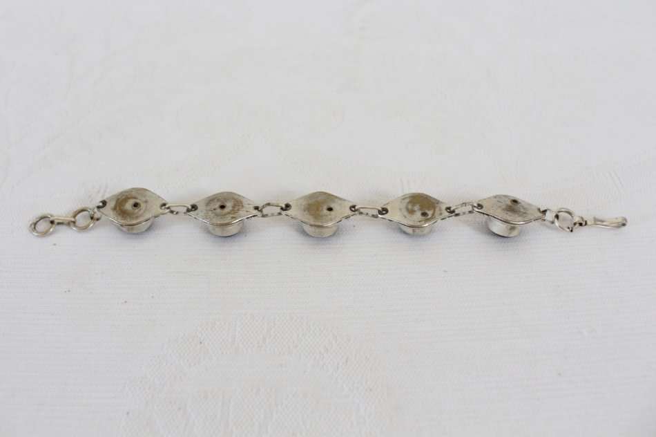 GENUINE TIGERS EYE GEM STONE VINTAGE SILVER PLATED BRACELET BANGLE