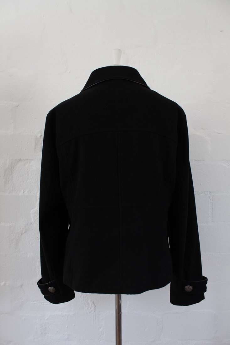 WOOLWORTHS DOUBLE BREASTED BLACK JACKET COAT - SIZE 14