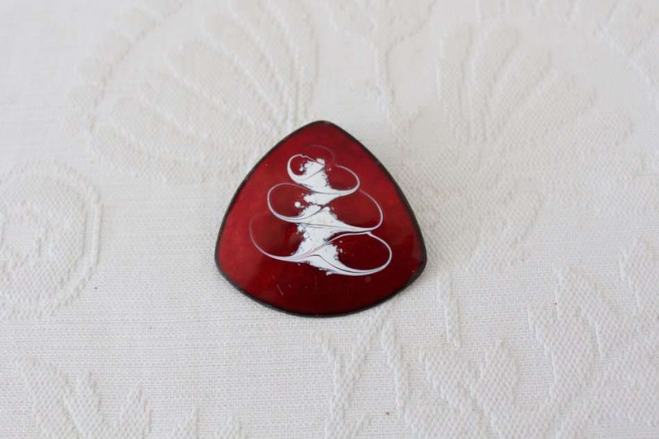 VINTAGE HAND MADE COPPER ENAMEL BROOCH PIN - DENMARK