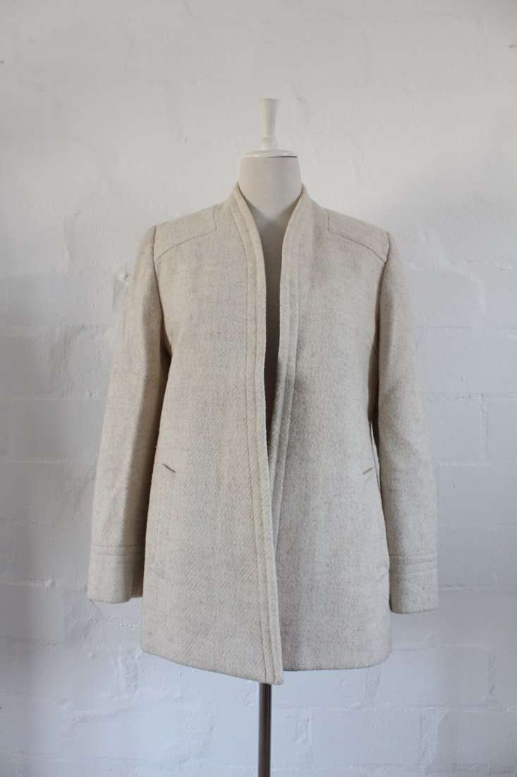 VINTAGE WOOL CREAM SIMPLE JACKET COAT - SIZE 12