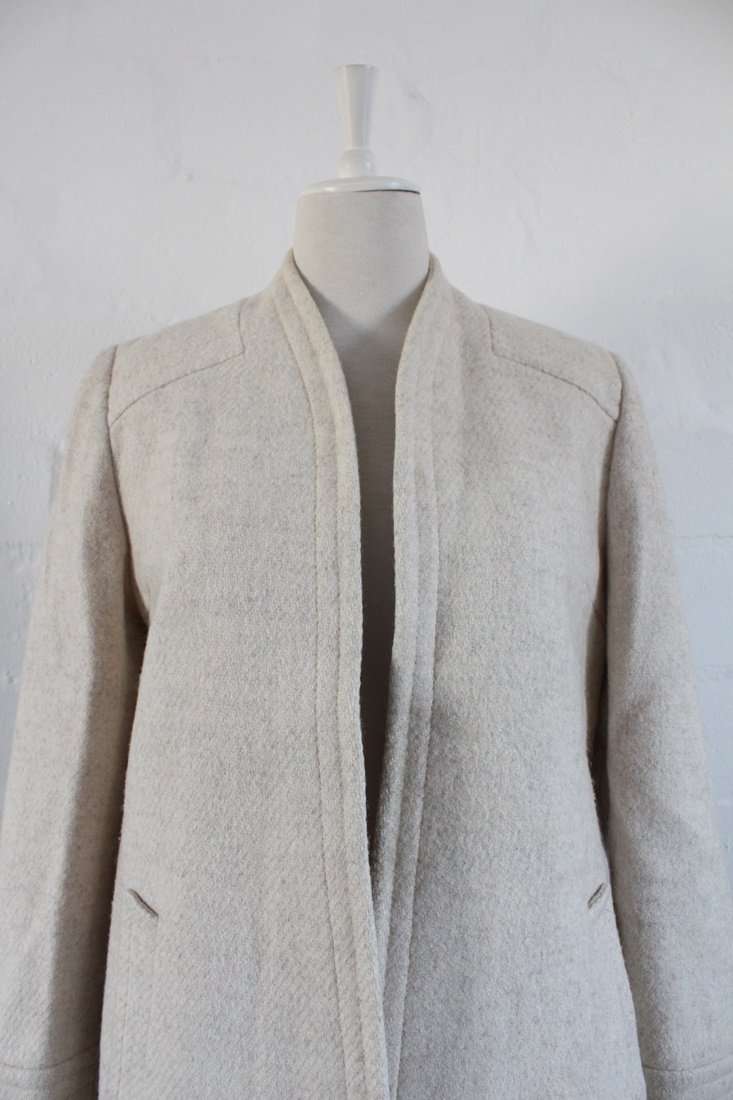 VINTAGE WOOL CREAM SIMPLE JACKET COAT - SIZE 12
