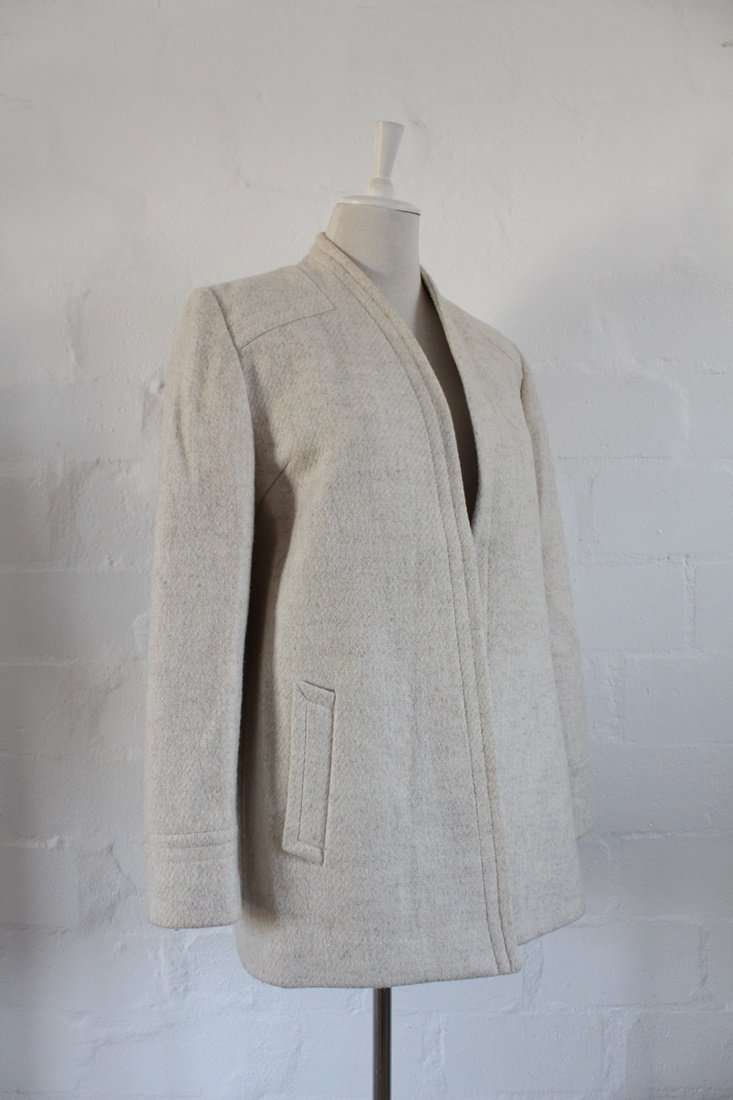 VINTAGE WOOL CREAM SIMPLE JACKET COAT - SIZE 12