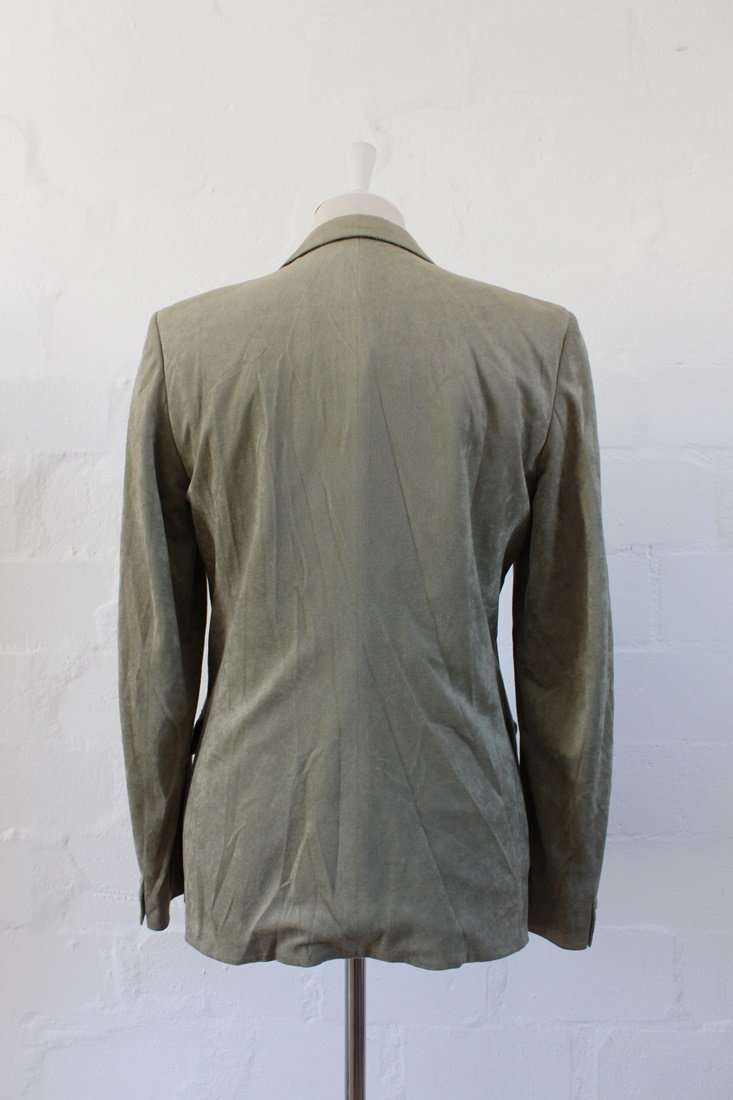 VINTAGE GREEN FAUX SUEDE BLAZER JACKET - SIZE 12