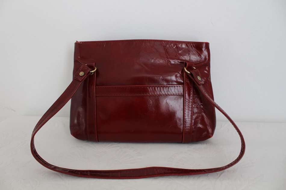 GENUINE LEATHER VINTAGE RED SMALL SHOULDER HANDBAG PURSE BAG