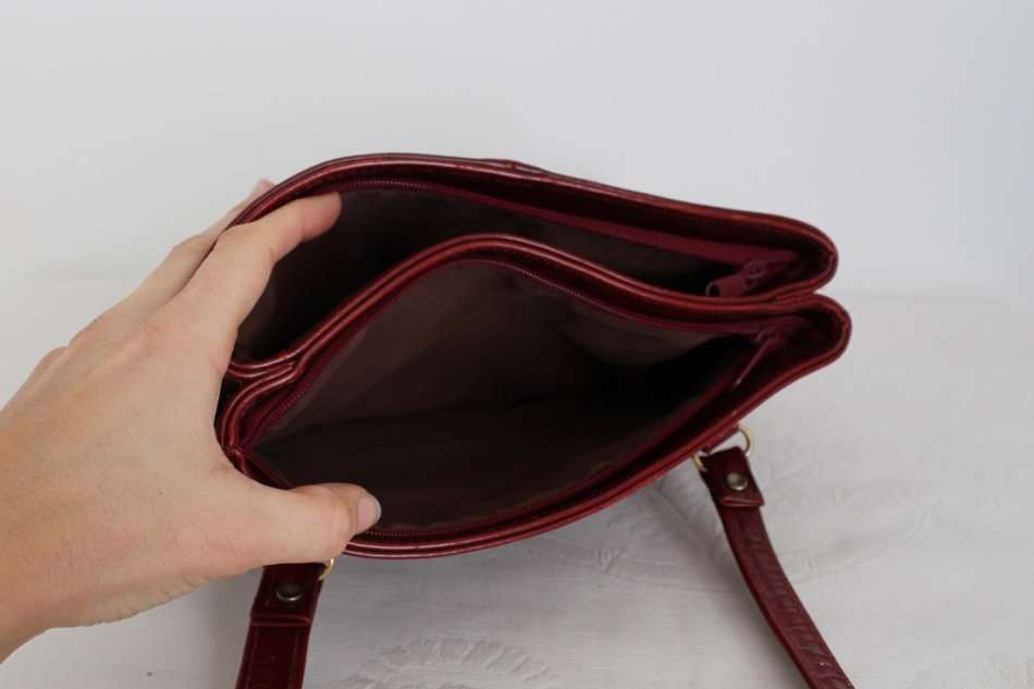 GENUINE LEATHER VINTAGE RED SMALL SHOULDER HANDBAG PURSE BAG