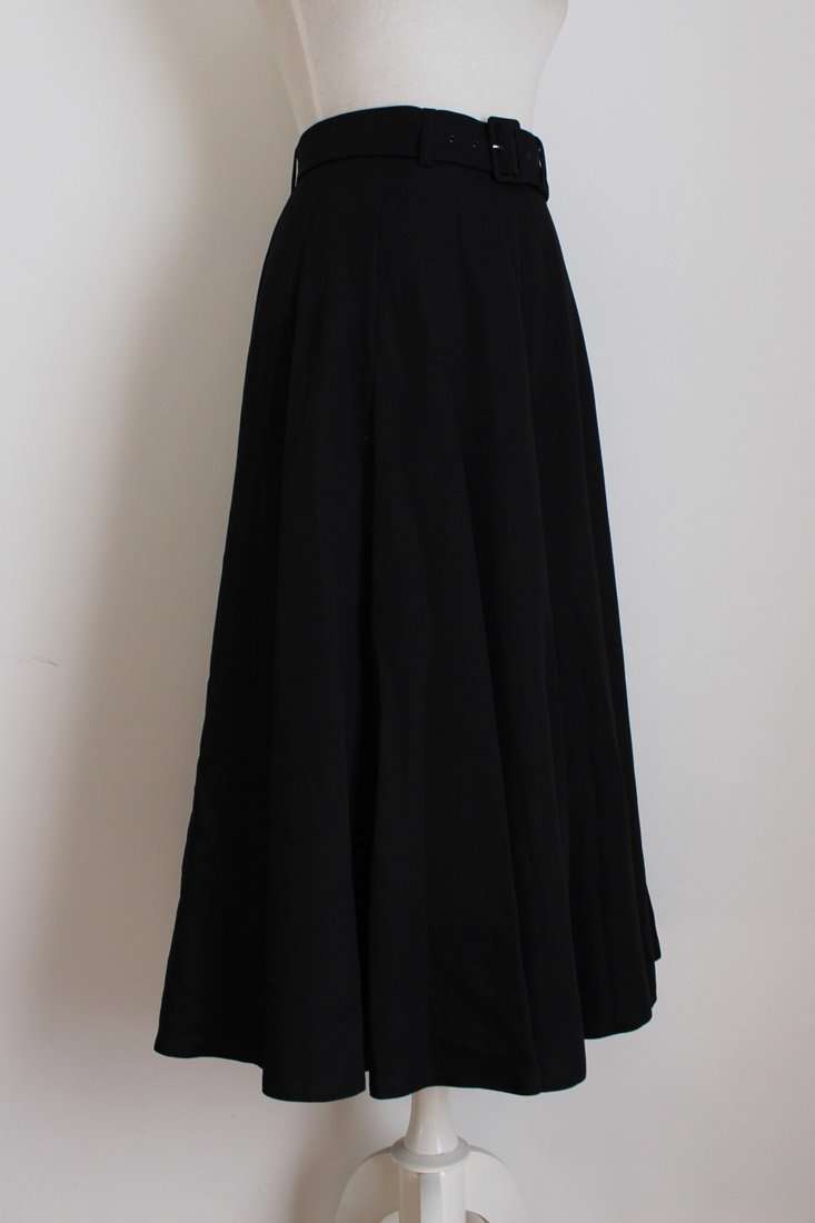 *GERRY WEBER* DESIGNER VINTAGE BLACK BELTED FLARED A-LINE SKIRT - SIZE 8