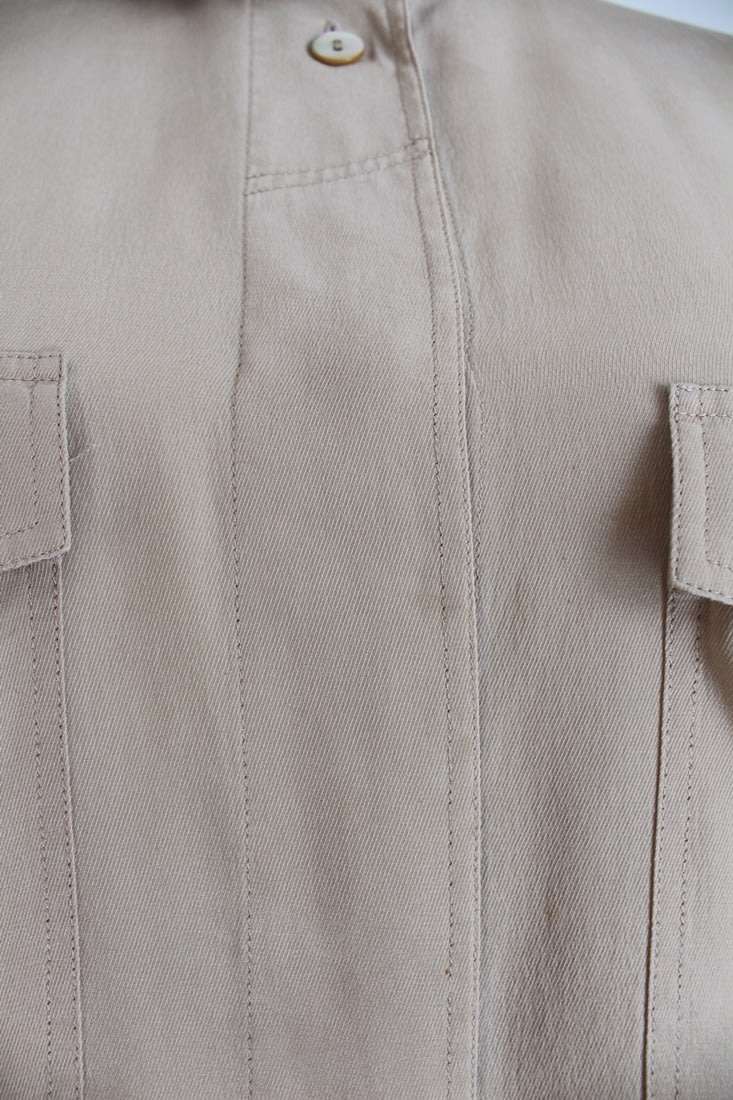 *OTTO KERN* VINTAGE DESIGNER SILK BEIGE POLO NECK BLOUSE SHIRT - SIZE 16