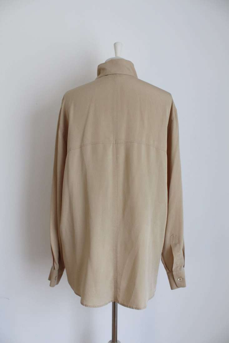 *OTTO KERN* VINTAGE DESIGNER SILK BEIGE POLO NECK BLOUSE SHIRT - SIZE 16