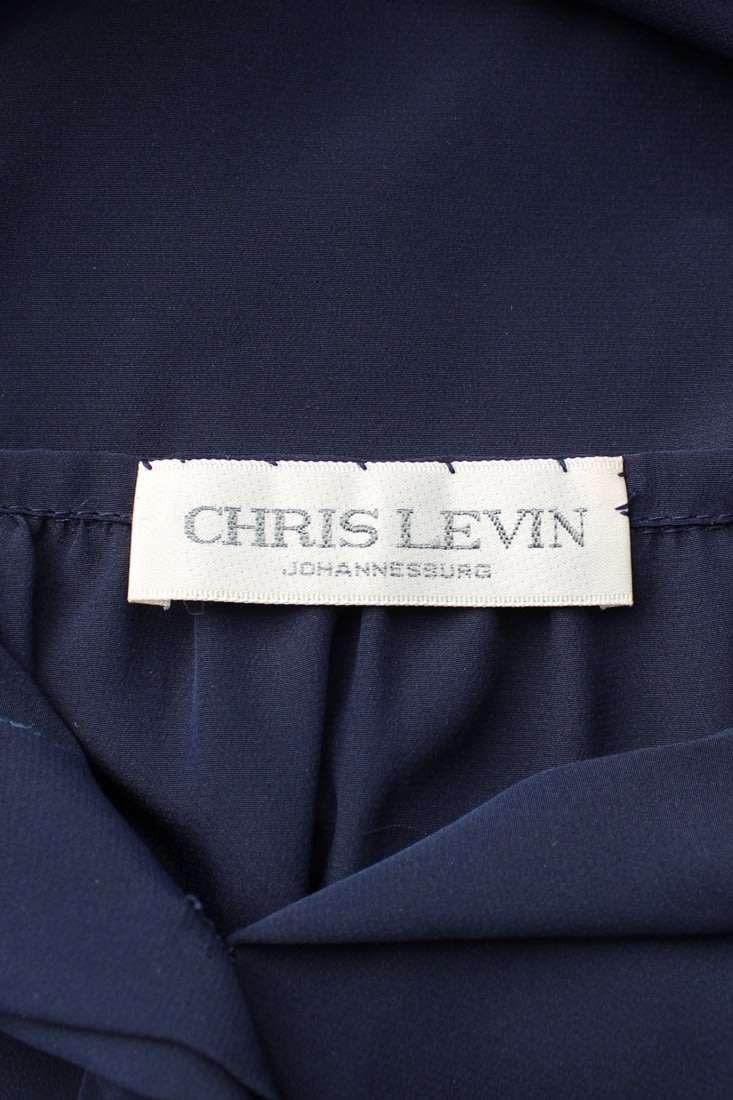 *CHRIS LEVIN* DESIGNER VINTAGE 100% SILK NAVY PUSSYBOW SHIRT - SIZE 16
