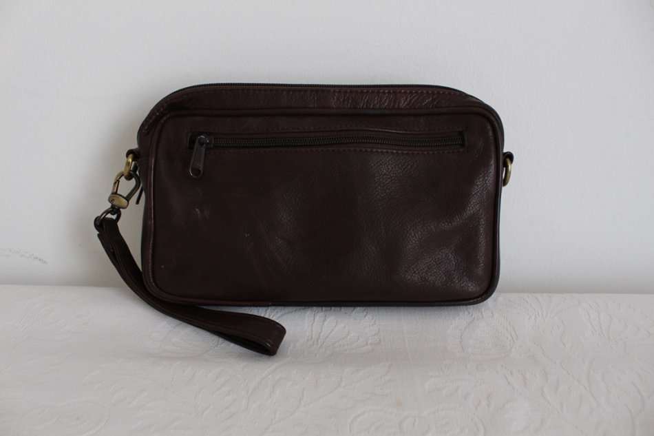 *BUSBY* GENUINE LEATHER BROWN UNISEX CLUTCH BAG PURSE WALLET