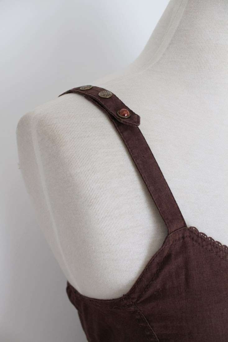 *ESPRIT* DESIGNER LINEN COTTON BROWN DAY DRESS - SIZE 14