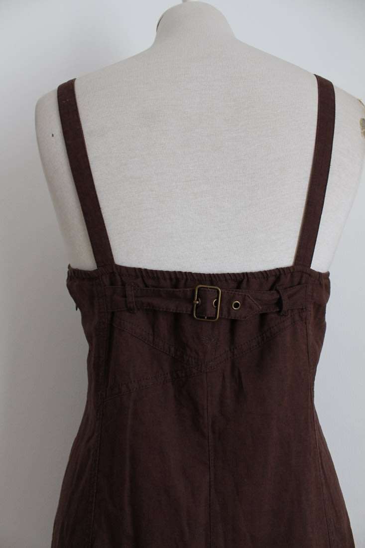 *ESPRIT* DESIGNER LINEN COTTON BROWN DAY DRESS - SIZE 14